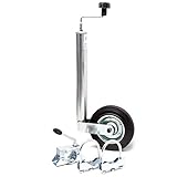 Wiltec Stützrad für Anhänger bis 362 kg ø48 mm, Bugrad inkl. Klemmhalter & Schellen, Abstellstütze mit pannensicheren Reifen