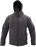ASFD Outdoor-Jacken für Herren, Winter-Softshell-Jacken, Fleece-gefüttert, warm, wasserdicht, Windbreaker, Mantel, Kapuzenjacke, Parka, Softshell-Jacke (Farbe: Grau, Größe: L)