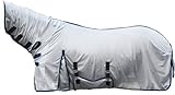 HKM 7076 Fliegendecke Lyon mit festem Halsteil, Fliegenschutzdecke Pferdedecke, Silber, 115 cm