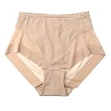 Ultra-Thin Ice Silk Seamless High-Waist Belly-Control Panties, Transparent Mesh No Trace Leak-Proof Buttocks for Women (Skin,L)