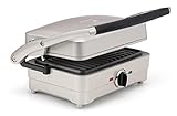 Cuisinart Grill, Waffel & Omelette Maker, Kontaktgrill, Waffeleisen, Tischgrill mit auswechselbaren Platten, Antihaftbeschichtung, kompakt, silber, GRSM3E Frosted Pearl