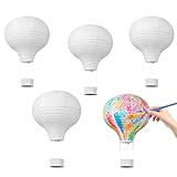 Papierlaternen 5 Stück Heißluftballon Weiß Papier Laterne Hängende Lampions Deko Falten Papierlaterne für DIY Geburtstag Party Hochzeit Dekorationen 20 cm