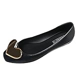 Generisch Schuhe Damen Flache Schuhe Liebe Metalldekoration Leichte Bequeme Freizeitschuhe Einzelnen Schuh (Black, 39)