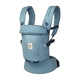 Ergobaby Adapt Babytrage für Neugeborene ab Geburt, 3-Positionen SoftTouch Cotton Ergonomische Babybauchtrage Rückentrage Baby-Tragetasche, Slate Blue