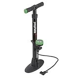 Prophete Fahrradpumpe, Standluftpumpe mit Duo-Klemmhebelstecker, max. Pumpdruck 6 bar, ergonomischer Griff, mit Manometer, Metallgehäuse, Länge 560 mm