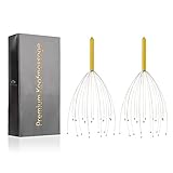 PURAVA [Das Original] Kopfmassagegerät mit verbessertem Konzept - Kopfkrauler mit 20 Fingern - Premium Kopfmassage Spinne - Ideal als Geschenk geeigneter Kopf Kratzer - Farbe Gold, 2er Pack