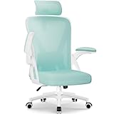 Daccormax Bürostuhl ergonomisch, BürostuhlSchreibtischstuhl mit Lendenstütze aus Naturschwamm, Hochklappbare Armlehnen, Chefsessel Wippfunktion Bürostuhl 150kg