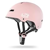 Findway Fahrradhelm Skaterhelm für Erwachsene Kinder mit Verstellbarem Riemen, Leichter Skateboard Helm für Herren Damen Kinderhelm Rosa mit 2 Paar Ersatzpads Atmungsaktiver Skaterhelm,M