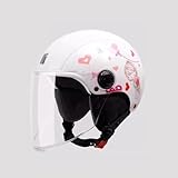 Offener Motorradhelm Für Erwachsene, Retro-Scooter-Elektro-Straßenhelm, 3/4-Halbhelm Mit Visier, Herren- Und Damen-Vierjahreshelme ECE-Geprüft E,55-61CM