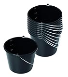 Kistenberg 10x Baueimer 12 Liter | Eimer mit Skala und ergonomischem Griff | aus robustem Kunststoff | schwarz | ideal für Bauarbeiten, Garten und Heimwerkerprojekte | 31 x 24 cm