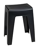 WENKO Badhocker Mod. Kumba, Hocker in modernem Design aus Kunststoff in Schwerer Qualität, Sitzhocker belastbar bis 120 kg, ideal für Badezimmer & Gäste-WC (B x H x T) 38 x 47 x 32 cm, Schwarz