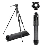 Manfrotto 500X Fluid Videokopf mit ONE Hybrid Carbon Stativ – Foto & Video Stativ Kit, 5kg Traglast, Nivelliersäule, 90° Horizontale Säule, Schnellwechsel-System, für DSLR & spiegellose Kameras