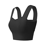 Damen Workout High Impact Sport BHs Fitness quadratischer Ausschnitt volle Abdeckung drahtloser BH Yoga Crop Top verstecken Rückenfett, schwarz, X-Large