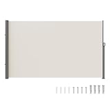 VEVOR Seitenmarkise 200 x 300 cm Seitenwandmarkise aus 180 g/m² Polyestergewebe mit PU-Beschichtung Markise einziehbarer Griff mit Federmechanismus Sichtschutz Blickschutz für Balkone Innenhöfe Beige