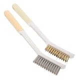 GAROZATION 2 Stück Pack Küchenreinigungsbürsten mit Langem Griff Ölfleckenentferner und Spaltbürste aus Nylon Kupferdraht Leistungsstark für Herd und Fugen