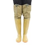 HWBZSZY PVC Leichte Watthosen Jagdstiefel Größe 35-47, Atmungsaktive Anglerhose Weiche Rutschfest Fisch Teich Wasser Hosen Mehrzweck Regen Gummi Stiefel für Herren Damen,Beige,40 EU