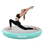 Aufblasbare Airspot Trainingsmatte, Runde Tumbling & Gymnastikmatte für Sprung, Balance und Techniktraining, Fitness & Training, Indoor & Outdoor, Mintgrün (Ø 140×20 cm)
