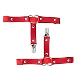 SOLUSTRE 2 Stück Punk Beinfesselgurt aus Rotem PU Leder Handgefertigter Elastischer Herz Beinring Einstellbar für Cosplay und Streetwear