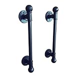 Generisch Antiker Amerikanischer Ländlicher Türgriff Aus Schwarzem Wasserrohr Mit Kette – Torgriff Mit Schlüssel