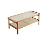 ASumPio Couchtisch, Kleiner Couchtisch, Massivholz, Rattan, Kirschholz, Weißeiche, Wohnzimmer, Zuhause, Nordischer Glastisch, Rechteckig, Moderner Tisch Für D,A