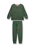 Mädchen-Schlafanzug Grün | Hochwertiger und bequemer Schlafanzug aus Nicki für Mädchen. Langarm Schlafanzug mit Sternen-Allover | Pyjamaset für Mädchen