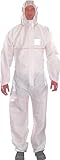 Ansell AlphaTec 1500 PLUS Modell 111, Einweg Overall mit Kapuze, Chemikalienschutz Typ 5, wasserabweisend, schwer entflammbar, Industrie Schutzkleidung, für Männer und Frauen, weiß, Größe L (1 Stk)