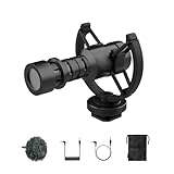 Moman Richtmikrofon Mikrofon auf Kamera, Kamera mikrofon Kardioide Stoßdämpfung Shotgun DSLR Videomic, Externes Microphone 3,5mm TRS/TRRS mit Windschutz für Canon Sony Nikon Smartphone Handy Mic-M1S
