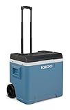 IGLOO IP42 Roller Passiv-Kühlbox 42 L, eisblaue Thermobox mit Rollen und Teleskop-Griff, Eisbox für Freizeit, Beruf und Camping