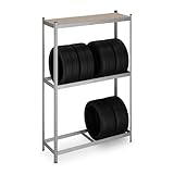 Relaxdays Reifenregal für 8 Reifen, HxBxT: 180 x 120 x 40 cm, 795 kg, verzinkter Stahl, Stecksystem, Räderregal, Silber