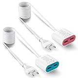 UCOMEN Steckdose mit USB 2 Ports, 2.4A USB mit Verlängerungskabel 1.5m, Blau und Rosa - 2er Pack