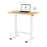 FLEXISPOT Gasfeder-Höhenverstellbarer Schreibtisch 80×50 cm – kompakt manuell verstellbar, nachhaltiger Stehschreibtisch ohne Strom, mobil (Ahorn)