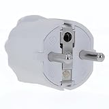 as - Schwabe PVC Stecker - Schutzkontaktstecker mit doppeltem Schutzkontakt - Anschluss Leitungen bis max. 1,5mm² - 230V - 16A - IP20 - Weiß, 62221