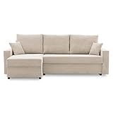 Ecksofa Aikido I 233x90 - mit schlaffunktion - Farben zur Auswahl - modernen Eckcouch - mit Bettkasten - Moderner Cordstoff - Stoff POSO (POSO 100)