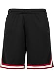 Urban Classics Herren Stripes Mesh Shorts – Loose Fit Basketball Shorts aus atmungsaktivem Polyester mit Streifendetails, ideal für Sport, Training & Streetwear,Blkredwht,XXL
