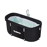 Todeco Faltbare Badewanne, Erwachsene Tragbarer Badewanne mit Metallrahmen 120x55x50cm, große Familie Badewanne für SPA, Mobile Badewanne Spa-Badewanne für Dusche Heißes Bad Eisbad,Schwarz