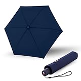Knirps Regenschirm C.250 Light Duomatic Navy mit Schirmtasche I Taschenregenschirm mit Duomatic-Funktion I Auf-Zu-Automatik I Taschenschirm mit Drucktaste I Regenschirm automatisch & leicht