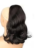 Pferdeschwanz Haarteil Schwarzes Pferdeschwanz-Haar mit Kordelzug, 45,7 cm, synthetisches, gewelltes Haar, Verlängerung, Schwanz, gerades Haarteil mit zwei Kunststoffkämmen Pferdeschwanzverlängerung (