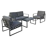 OUTLIV. Sydney Loungeecke 4tlg. aus Aluminium/Polster Gartenlounge in Anthrazit/Grau Outdoor Gartenlounge Set