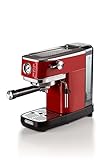 Ariete Espresso Slim Metal 1381, Kaffeemaschine mit Manometer, Kompatibel mit Kaffeepulver und ESE-Pads, 15 Bar Maximum, 1 oder 2 Tassen-Filter, Cappuccino-Düse, 1300W, Rot