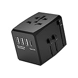 Reiseadapter Weltweit 3,5 A High-Speed mit 3 x USB Anschlüssen + 3 A Typ-C, Universal Adapter für 1920 W Max. Leistung bei 240 V Wechselstrom