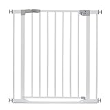 Hauck Treppenschutzgitter / Türschutzgitter Clear Step Gate, für Breiten 75 - 80 cm, Ultra Flache Schwelle, ohne Bohren, Einhändiges Öffnen, Beidseitig Schwenkbar, Metall, Weiß