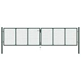 Mengtu Mesh Gartentor Gartenpforte Zauntor Gartentür Gartenzaun Hoftor Gartenpforte Metalltor Zauntür Gartenpforte Einfahrtstor Doppelflügel Tor Stahl 400 x 75 cm Grün Garten Möbel