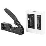 Reykentu Modulare Crimpzange CAT5 CAT6A CAT7 mit Werkzeugset für Netzwerkkabeltester RJ45 RJ12 RJ11