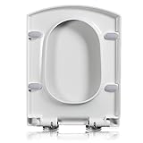 DRYFAL WC Sitz Eckig, Toilettendeckel Mit Absenkautomatik Weiß, Toilettensitz Aus PP Duroplast, Klobrille Abzunehmende Toilettenbrille, Toilettendeckel Rechteckig, Weiß,A 37×47cm