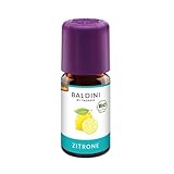 Baldini Bio Zitronenöl 5ml - 100% Naturreines Ätherisches Öl - Lebensmittelqualität - Vegan - für Speisen, Getränke & Aroma Diffuser - aus Italien