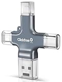 Clickfree™ PRO 128 GB USB 3.0 MFi-zertifizierter Foto- und Video-Saver für iPhone/Android/iPad/Mac, universeller Handy-Flash-Laufwerk, Lightning-USB-Photo-Stick-Speicher, Daumenlaufwerk (Cool Gray)