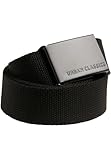 Urban Classics Unisex Gürtel Canvas Belt, One Size verstellbare Unisex Canvasgürtel, Metallschließe mit Logo-Prägung, black/black, one size