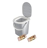 BranQ - Home essential Mobile Campingtoilette 22 Ltr. mit 40 Stück Bio Toilettenbeutel, Kunststoff, mit max. Tragkraft bis 120kg, hellgrau, 22 L