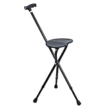 kamulouk Faltbarer Gehstock mit Sitz, höhenverstellbarer Sitzstock mit Licht, Aluminium Krücken mit magnetischem, tragfähig 440 lbs