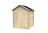 Gartenhaus Bh16 Marcella 146x130 aus Naturbelassenem Fichtenholz 16 mm mit Einzeltür, OSB3-Dach und -Boden, einfacher Aufbau, druckimprägniert, PEFC-Zertifiziert